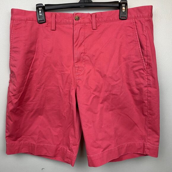 Polo Ralph Lauren Shorts Men 34 Red Khaki‎ Chino Solid Stretch Classic Fit EUC - Picture 1 of 12